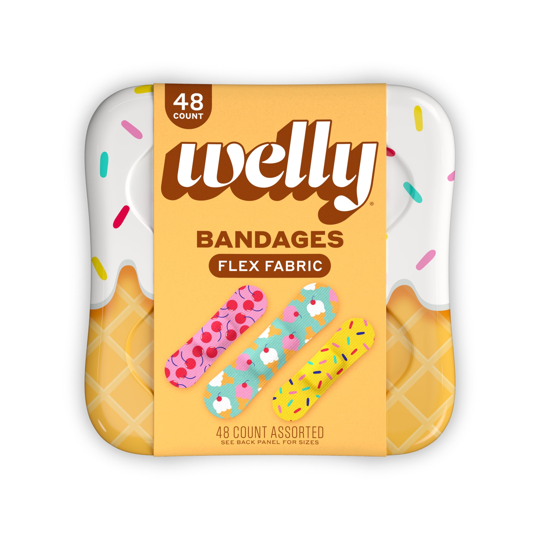 Welly Flex Fabric Adhesive Bandages Ice Cream 48ct