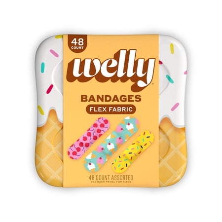 Welly Flex Fabric Adhesive Bandages Ice Cream 48ct