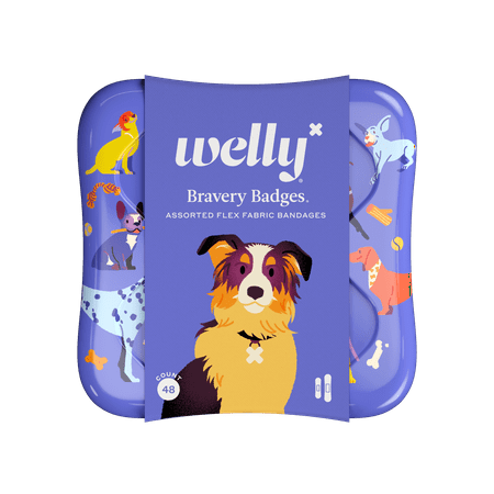 Welly Dog Kids Flex Fabric Adhesive Bandages, Assorted, 48 Count