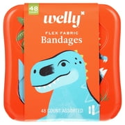 Welly Flex Fabric Adhesive Bandages, Assorted Dinosaur Patterns, 48 Count