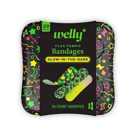 Welly Glow in the Dark Flex Fabric Bandages, 39 Count (Pack of 2)