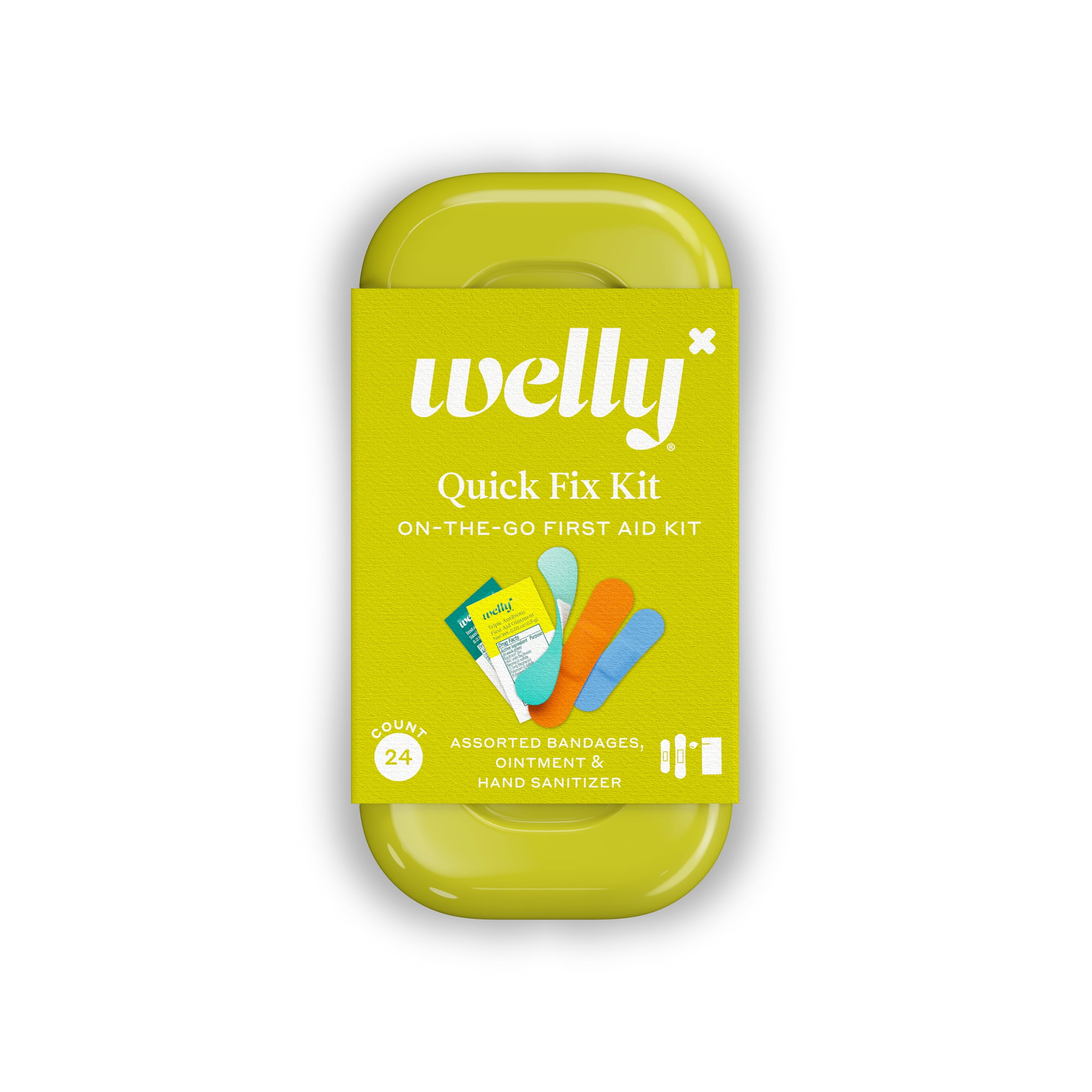 Welly Quick Fix Kit, On the Go Travel First Aid Kit, Bandages and Ointments, 24 Count