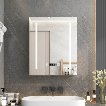 Ktaxon 20"x28" LED Bathroom Cabinet, Wall-Mounted w/ Mirror, Defogger ...