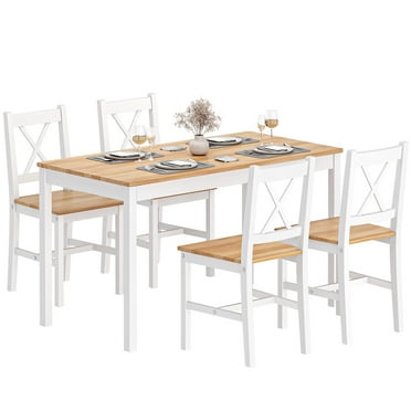 Wellynap 5-Piece Dining Table Set, 42.5" Dining Table with 4 Chairs for Dining Room - Oak