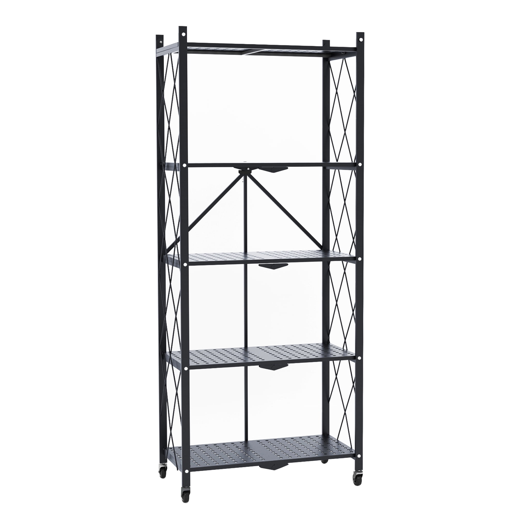 Wellynap 5Tier Folding Ladder Shelf Storage Rack Shelves, Metal