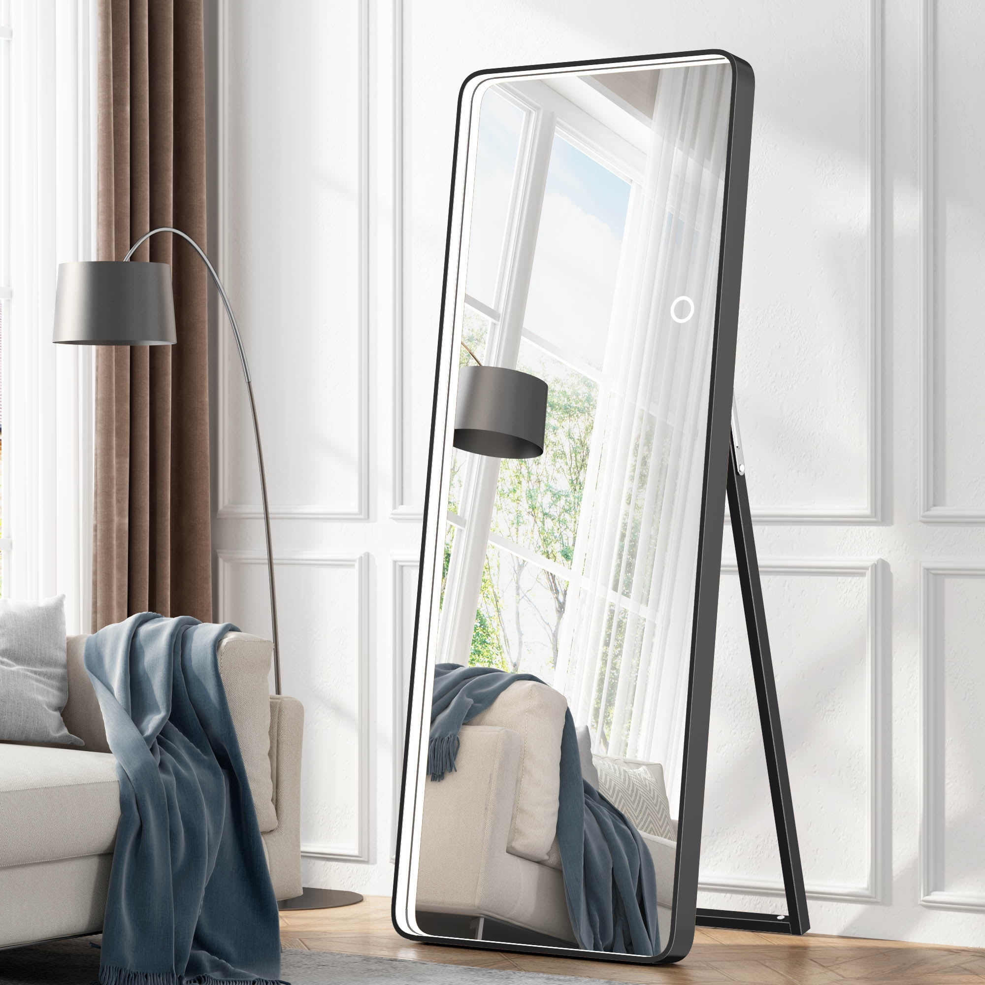 Wellynap 64.2" Full Length LED Mirror, Free Standing Dressing Mirror