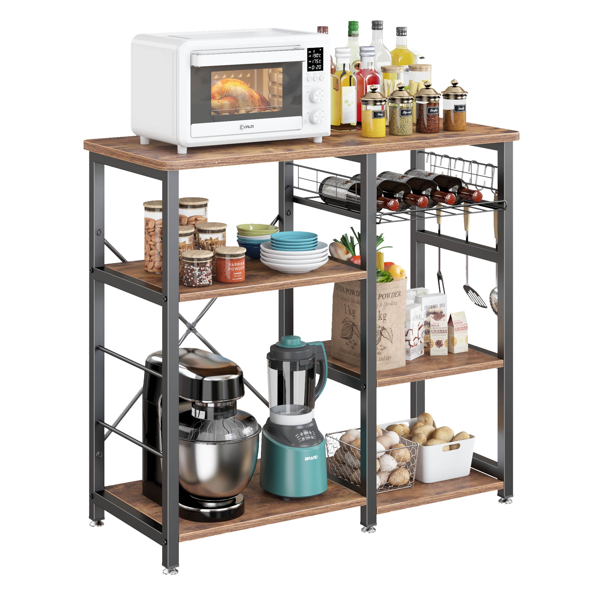 Wellynap 3-Tier Wooden Baker's Rack, Kitchen Storage, Coffee Bar ...