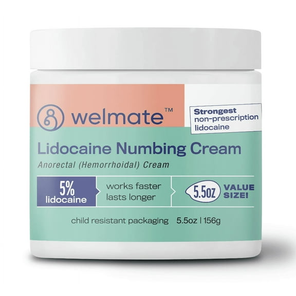 Welmate 5% Lidocaine Hemorrhoid and Back Pain Relief Numbing Cream: Maximum Strength Relief - 5.5 oz