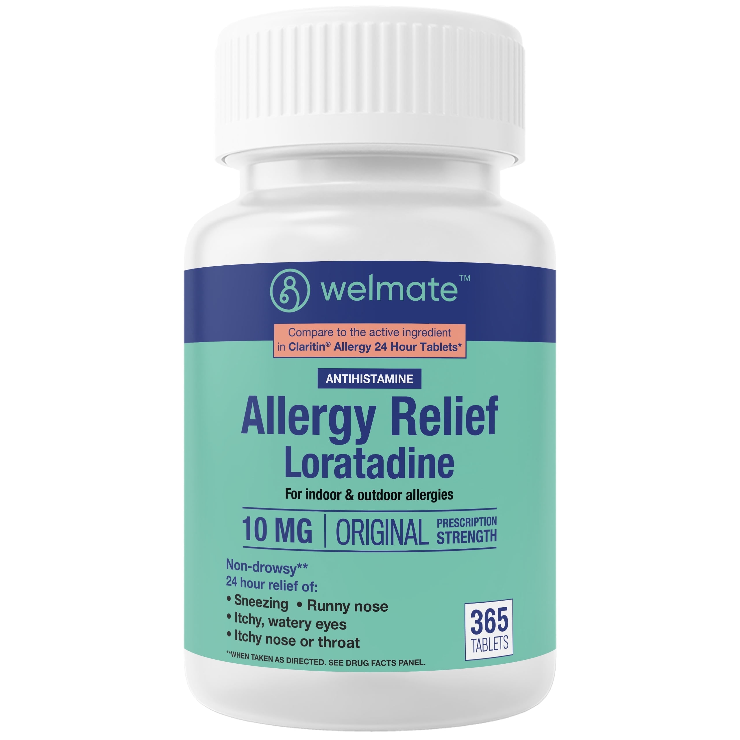 Welmate Allergy Relief | Loratadine 10mg | Antihistamine 24 Hour Relief | 365 Tablets