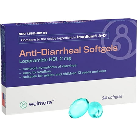 WELMATE Anti-Diarrheal Sotfgels | Loperamide HCL, 2 mg | 24 Count Blister Pack