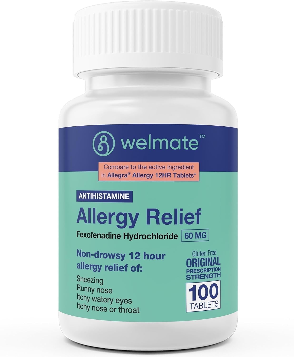 Welmate Antihistamine Allergy Medicine - Fexofenadine Hydrochloride 60mg- 100 Tablets