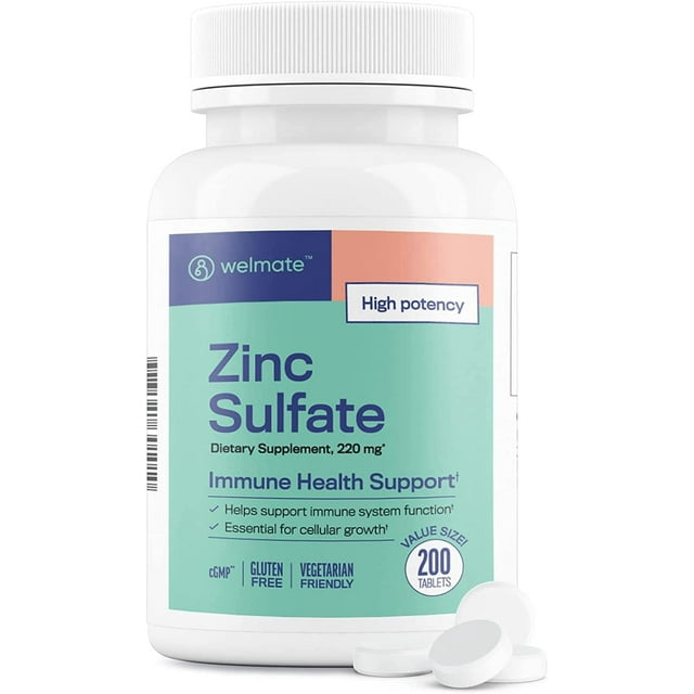 Welmate Zinc Sulfate 220mg Dietary Supplement Immune Health Support