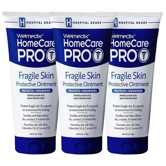 Welmedix HomeCare Pro Fragile Skin Protective Ointment Hospital Grade, Barrier Cream & Skin Protectant for Eczema, Bed Sores - 5 oz Tube (3 pack)