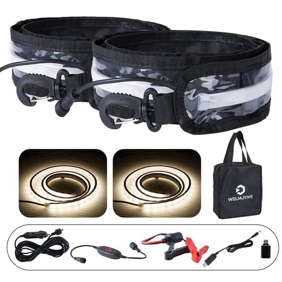 Welmotive 12V 4ft Led Light Strip Dimmable Camping Awning Light with 140 SMD 2835 LED Chips Cabinet Lights, Rv Accessories Waterproof IP67 Multi-Functional Use for Car Tent, RV (White, 2 Kit)