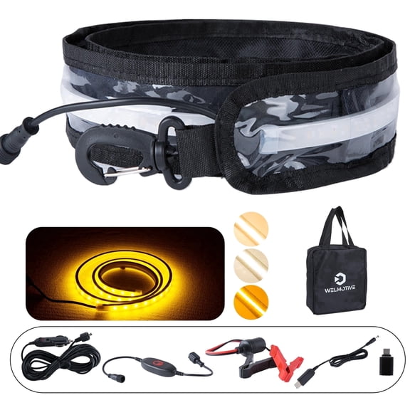 Welmotive 12V 4ft Led Light Strip Dimmable Camping Awning Light with 140 SMD 2835 LED Chips Cabinet Lights, Rv Accessories Waterproof IP67 Multi-Functional Use for Car Tent, RV(Amber & White)