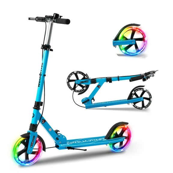 Welmotive Kick Scooter for Kids Ages 6  Teens & Adults, with front handbrake and Rear Brake, and Adjustable Handlebars, Big Sturdy PU flash Wheels Great Gift & Toy