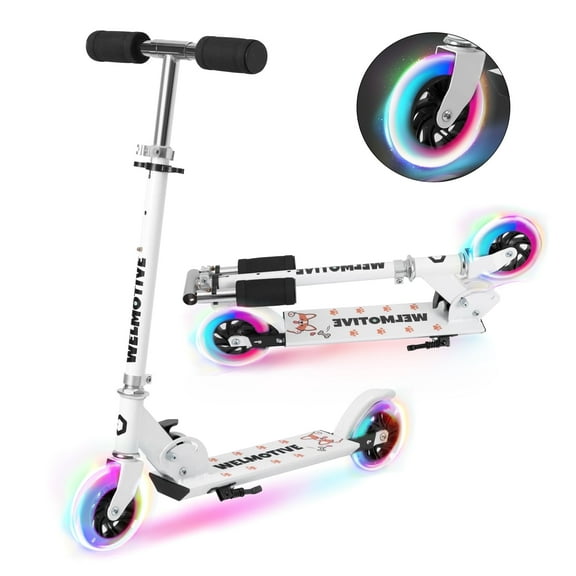 Welmotive Scooter for Kids Ages 3-8 – Kick Kids Scooters for Boys & Girls Light up Wheels Portable Lightweight Folding Design with Reducing System and Adjustable Height Handlebars and up to 110 Lbs