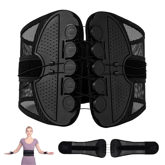 Welnax Lumbarrelief Pro, Vianys/Lifweb Lumbar Relief Pro, Glosrity Waist Belt Lumbar Support Plate, Adjustable Lumbar Support Belt Lower Back Posture Brace for Men & Women (Black, Large)