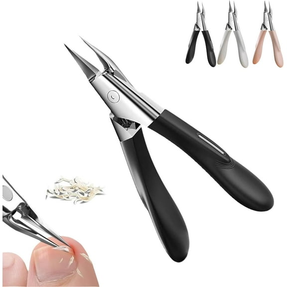 Welnax Nail Pro Guard Clippers for Ingrown & Thick Nails - Ultra-Thin Sharp Blades, Non-Slip Handle, Surgical Steel - Black/White/Red (Black)