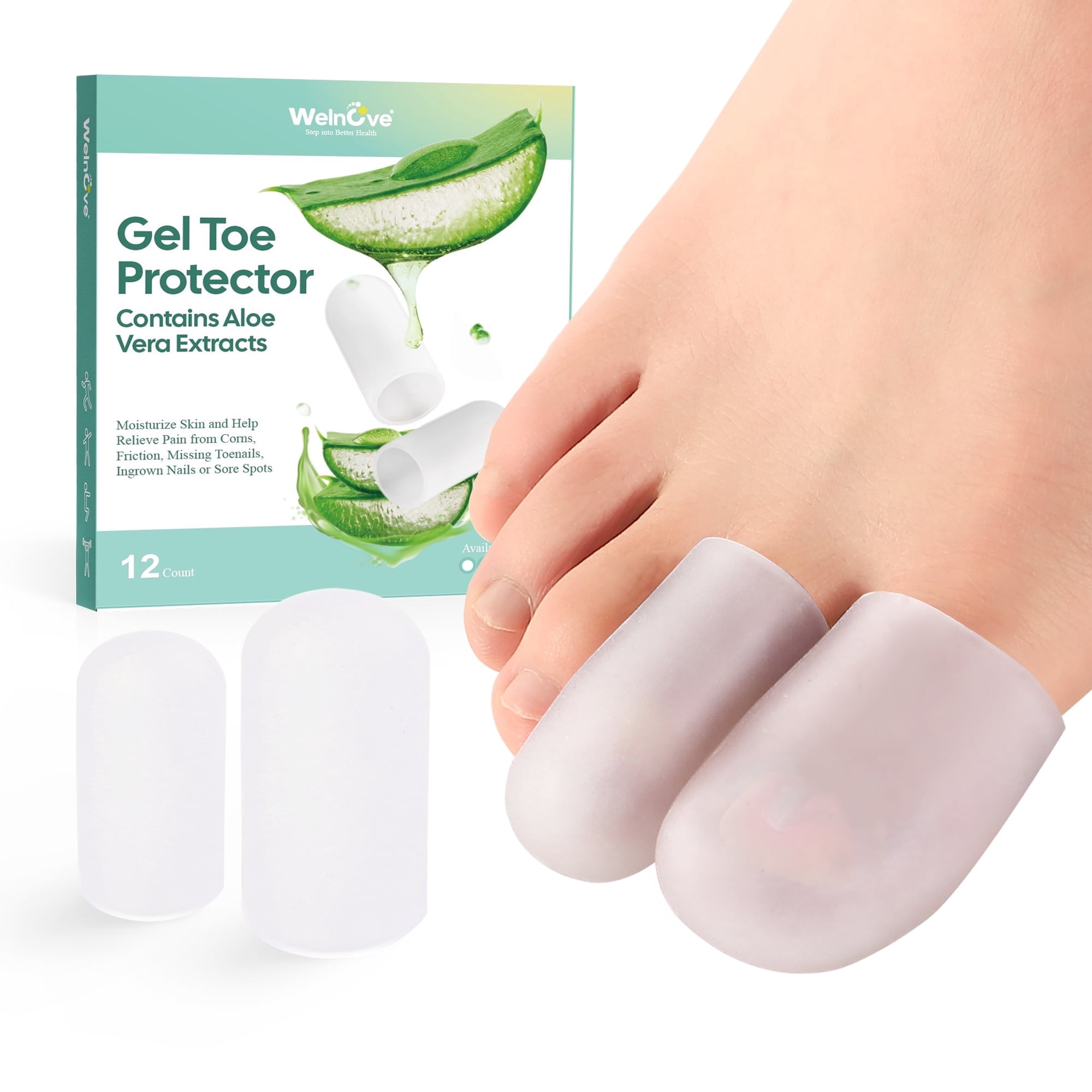 Welnove 12 Pcs Gel Toe Protector -Big Toe Cap - Relief for Missing or ...