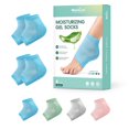 thumbnail image 1 of Welnove 2 Pairs Moisturizing Heel Socks - Aloe Vera Gel for Dry, Cracked Heels Repair Treatment - Cotton Foot Care Socks For Women, Men - Blue, Extra Large, 1 of 7