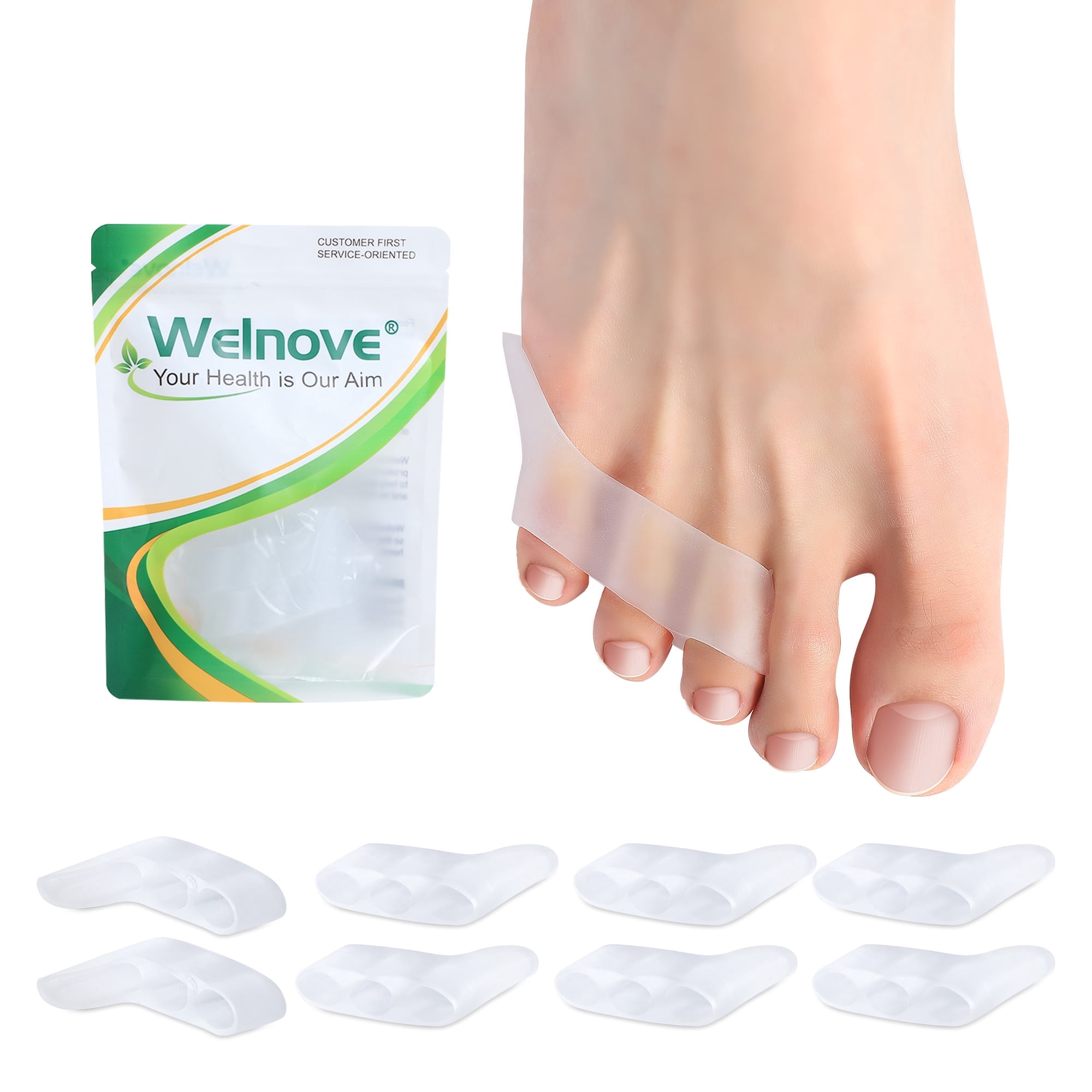 Welnove 8 Pack Gel Pinky Toe Separators Toe Spacers Bunion Cushion Pads ...