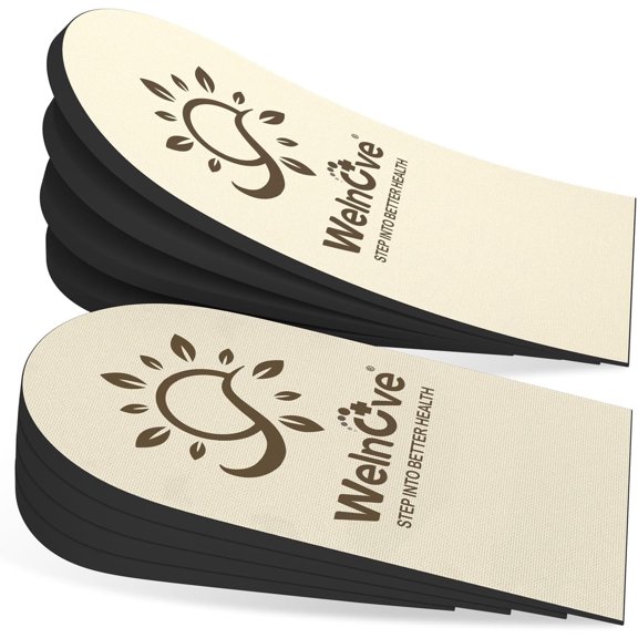 Welnove Adjustable Heel Lift Inserts, 4 Layers Shoe Lifts for Leg Length Discrepancy, Heel Pain, Cushioning Support for Heel Comfort (Beige, Size S, 2 Pack)