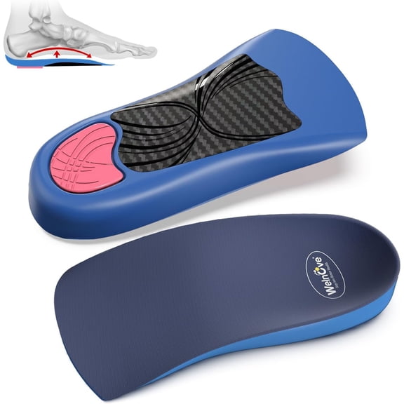 Welnove Arch Support Heel Cups for Plantar Fasciitis & Achilles Tendinitis, Anti-Slip, Women 6-10