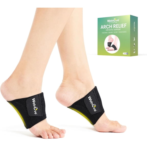 Welnove Cushioned Arch Support, Heel Brace for Plantar Fasciitis Relief, Heel Cups for Flat Feet, Foot Pain - One Size Fits All (1 pair)