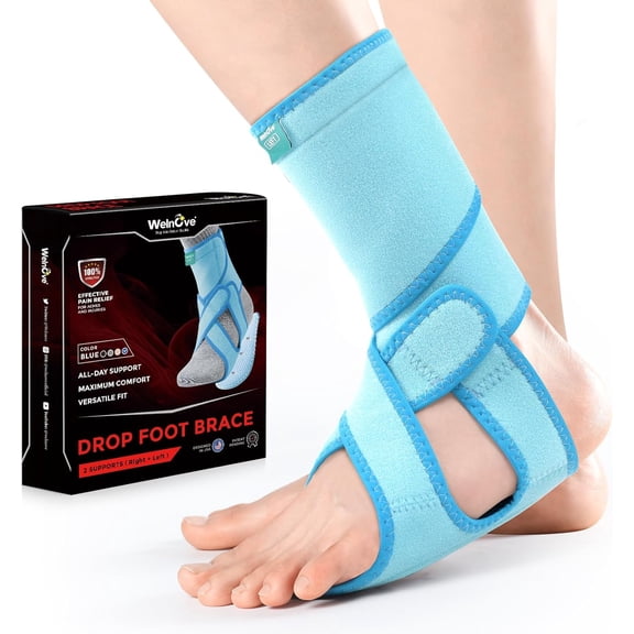 Welnove Drop Foot Brace with Arch Support - AFO Brace for Walking, Relieves Lower Limb Instability from Foot Drop, MS, TBI, Spinal Cord Injury & Cerebral Palsy - Left