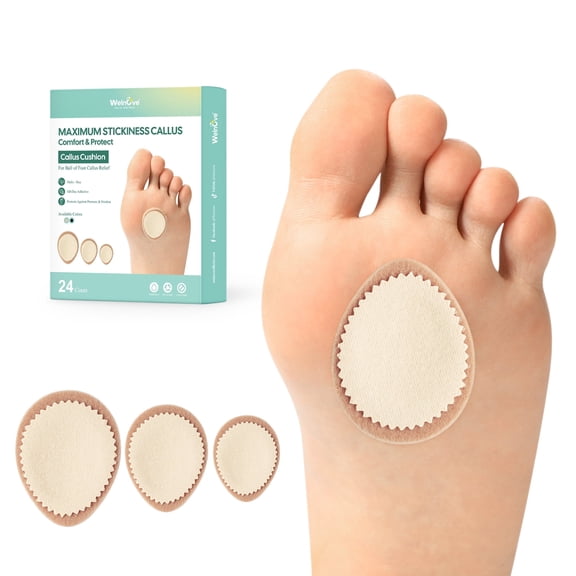 Welnove Extra Thick Corn Callus Cushion Pads, Effectively Relieves Pain and Protects Against Friction, 24 Count