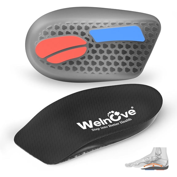 Welnove Gel Heel Cushion Cups, Plantar Fasciitis Inserts with Arch Support for Heel Spurs & Flat Feet, Heel Pain Relief (Women 6.5-10 / Men 5-8)