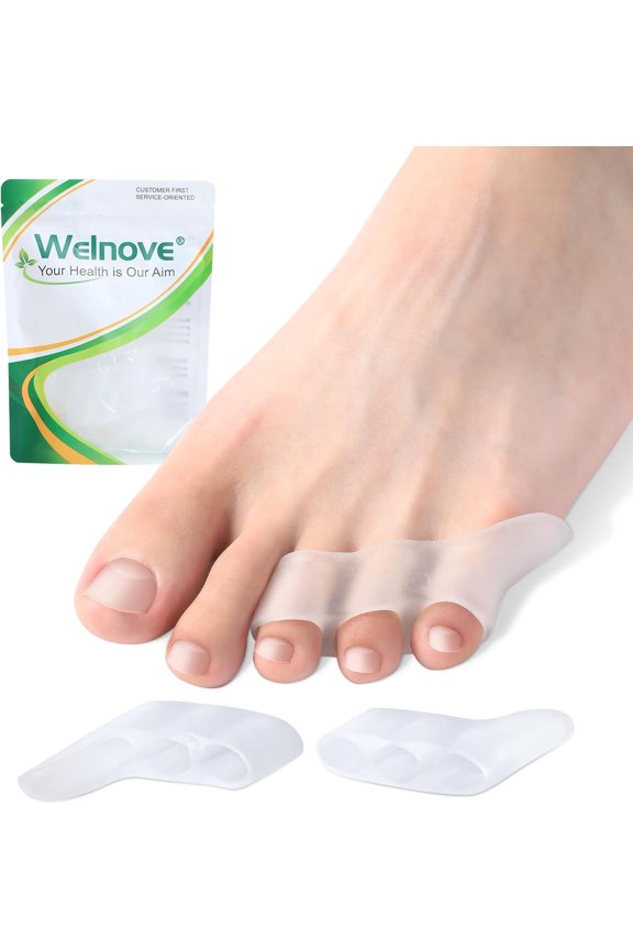 Gel Pinky Toe Separators - 8 Pack Pinky Toe Spacers & Bunion Cushion Pads, Silicone Little Toe Protectors for Preventing Rubbing & Relieving Pressure, Clear