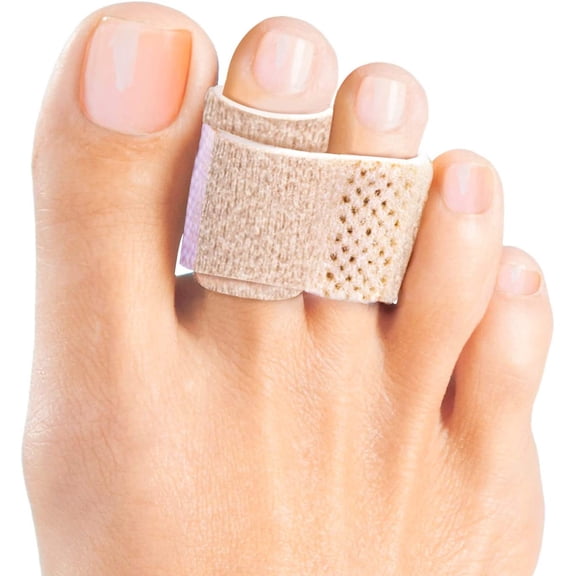Welnove Hammer Toe Straightener - 6 PCS Toe Splints & Wraps Cushioned Bandages for Correcting Hammer, Broken, Bent, Curled, Crooked & Overlapping Toes, Beige