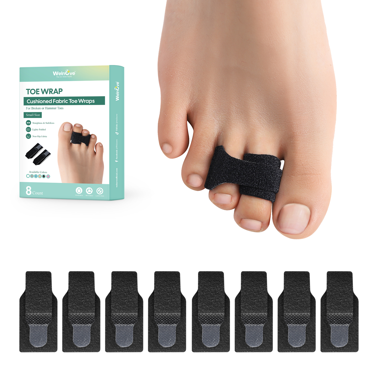 Welnove Hammer Toe Straightener,8 Pack Broken Toe Wraps, Hammer Toe ...