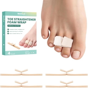 Welnove Hammer Toe Straightener Foam Wrap - 4 Pack Toe Corrector & Broken Toe Wraps, Toe Splints for Crooked, Curled & Bent Toes