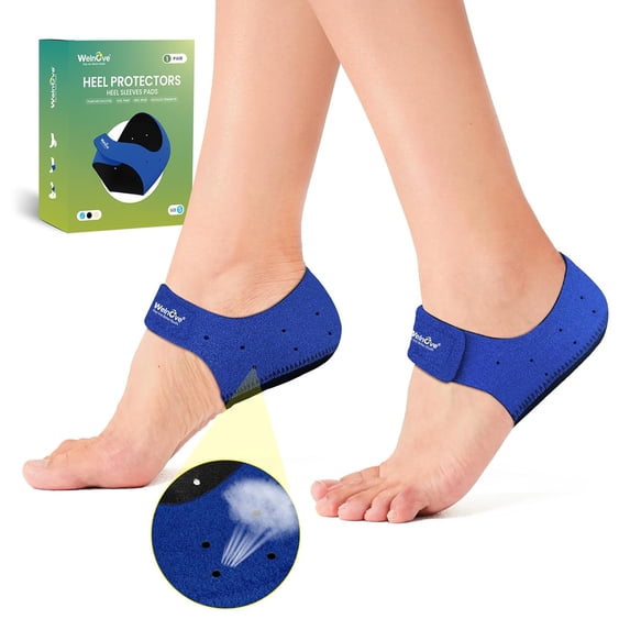 Welnove Heel Protector Cups - Heel Inserts & Support Cushion for Plantar Fasciitis, Heel Pain, Heel Spur, Achilles Tendinitis, Dry Cracked Heels - Fits Women Men