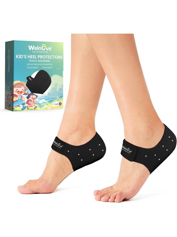 Kids Heel Protectors - Gel Heel Cups for Children, Teens - Shoe Cushion Inserts for Severs Disease, Plantar Fasciitis,Heel Spurs - Kid's Size 3-7