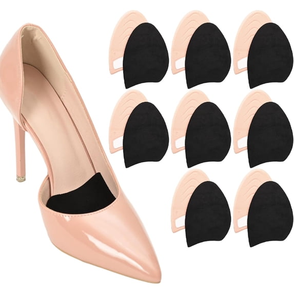 Welnove Metatarsal Pads - Ball of Foot Cushions for Women Men, Shoe Inserts for Sandals High Heels - Forefoot Comfort, Non-Slip, 8 Pairs Black
