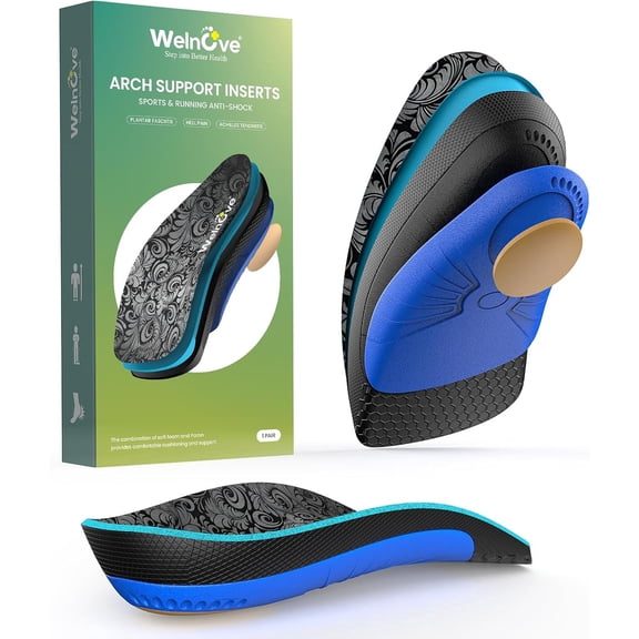 Welnove Orthotic Heel Cups, Plantar Fasciitis Inserts for Heel Pain, Achilles, Heel Spur, Women 10-13 / Men 9-12