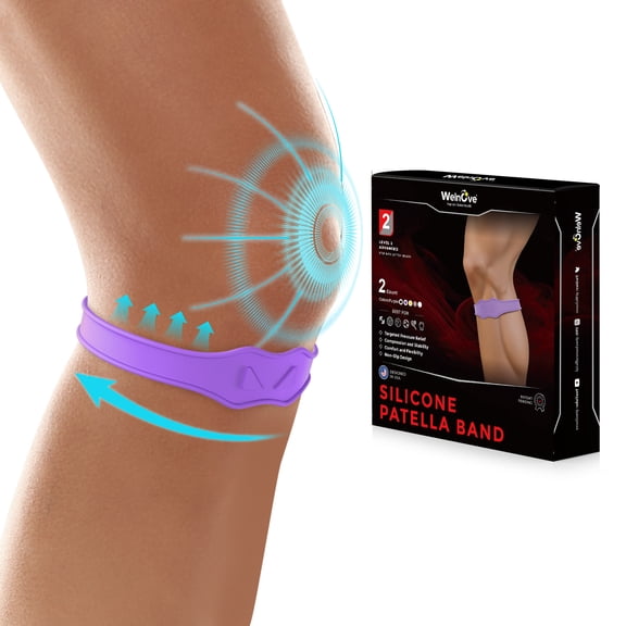 Welnove Patellar Tendon Support Strap for Pain Relief and Stabilization - Ideal Knee Brace for Runners, Jumpers, and Athletes in Basketball, Soccer, and More - 2-Pack for Men and Women (Purple)