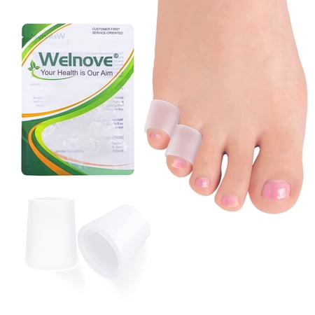 Welnove Pinky Toe Sleeves Protectors - 12-Pack Aloe Vera Extract Infused Silicone Toe Covers for Corns, Calluses, Blisters – Soft Gel Protector Toe Cushions for Pain Relief