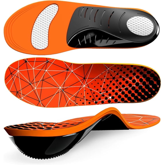 Welnove Plantar Fasciitis Arch Support Insoles, Fatigue Reduce - Orthotic Cushion for Foot Pain, Flat Feet, Heel Spurs, For Man & Women, Fit Most Shoes (S)