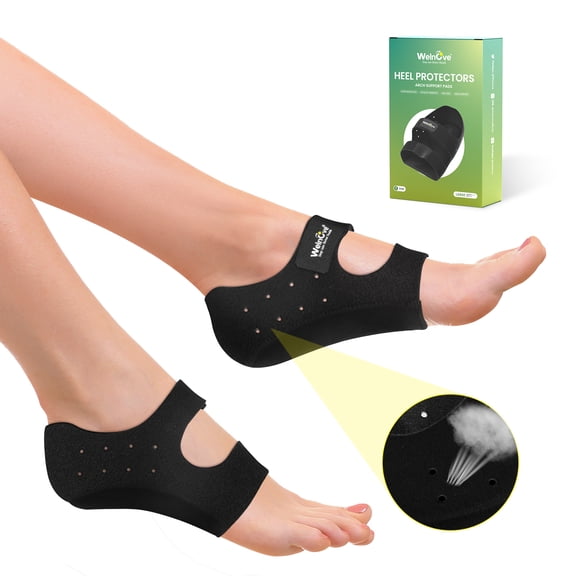 Welnove Plantar Fasciitis Heel Cups Arch Support Heel Spurs Pain Achilles Tendonitis Relief Heel Inserts Cushion for Women 7-10.5 / Men 6.5-9.5