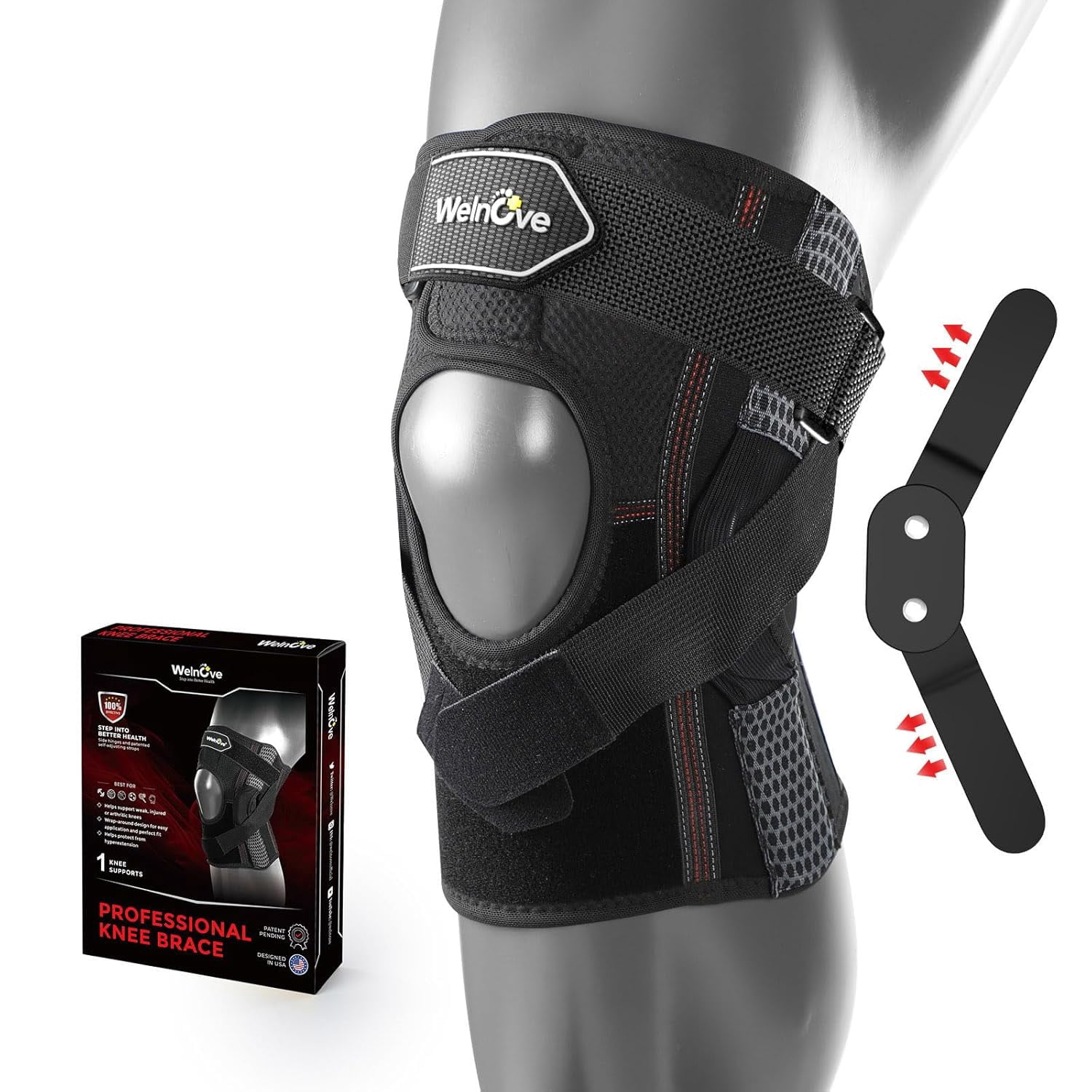 Welnove Professional Hinged Knee Brace, Adjustable Dual Hinges