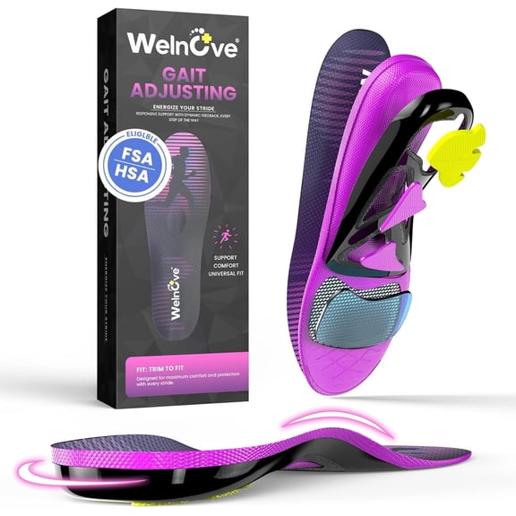 Welnove Running Insoles with Metatarsal Pad, Orthotic Arch Support Inserts For Metatarsalgia, Plantar Fasciitis, Foot Pain, Men Women (L)