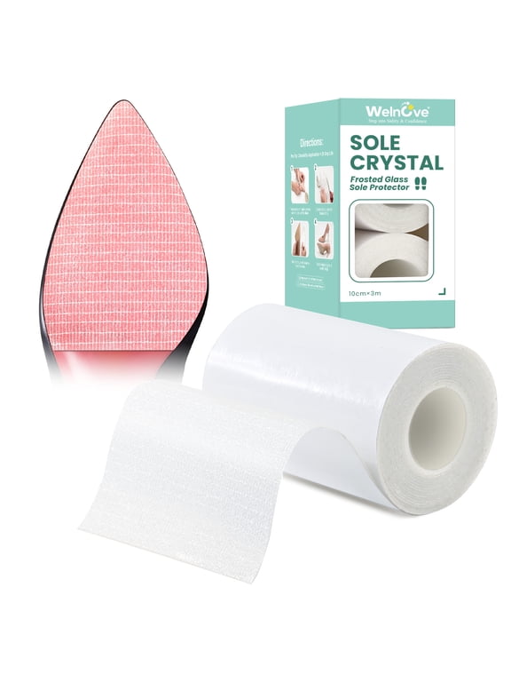 Shoe Sole Protector - Cut to fit Non-Slip Grip for High Heels, Boots & Dress Shoes - 2 Roll, 3.9in x 9.8ft, Clear