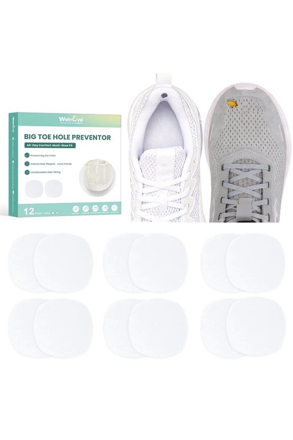 Shoes Big Toe Holes Prevention Repair Shoe Patches Adhesive Pads Prevent Fix Shoe Holes Worn Out, Back Heel Repair, for Sneakers Dress Casual Shoes (6 Pairs)