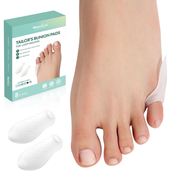 Welnove Tailor's Bunion Corrector Pads – 8 Pack Gel Pinky Toe Protector with Separator for Women & Men – Bunion Shield for Foot Pain Relief, FSA/HSA Eligible