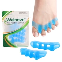 Welnove Toe Separators Spacers for Women - 8 Pack Gel Toe Straightener to Correct Bunions and Relieve Foot Pain - Silicone Toe Spacers for Toe Overlapping Yoga Practice, Non-Slip Design, Blue